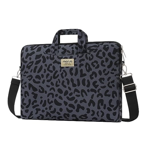 MOSISO Laptop Shoulder Bag, 13 inch Computer Bags Compatible with MacBook Air M4 M3 M2 M1 2025-2018 / Pro 13 2025-2016, Leopard Grain Briefcase Sleeve with Belt - size: 13 inch