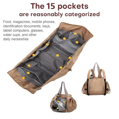 Everyday Bag, Large-Capacity Multifunctional Travel Organizer Handbag Crossbody Shoulder Tote Bag - color: Khaki