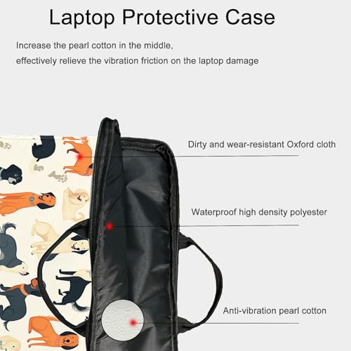 15-Inch Laptop Sleeve – Stylish, Lightweight, Shockproof, Water-Resistant Case for Lenovo, HP, Dell, Asus Notebooks - Cute Cartoon Dogs - color: Cute Cartoon Dogs