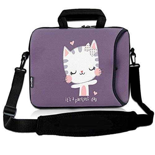 RICHEN 17 inch Laptop Shoulder Bag Carrying Case Computer PC Cover Pouch with Handle Fits 15.6/16/17/17.3/17.4 inch Laptop Notebook (16-17.3 inch, Cute Cat) - color: Cute Cat