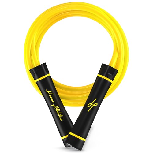 Honor Athletics 3.0 Muay Thai Style Weighted Jump Rope/Crafted for High-Intensity Training/Muay Thai & MMA - Lasting PVC Jump Rope - Heavy 1.1lb PVC Jump Ropes for Fitness - color: Yellow