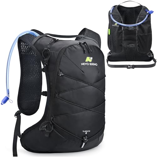 N NEVO RHINO Hydration Backpack, Lightweight Hiking Water Backpack, Hydro Bike Pack with 70 oz 2L Water Bladder, Hydration Daypack for Cycling Rave Mountain - color: Black