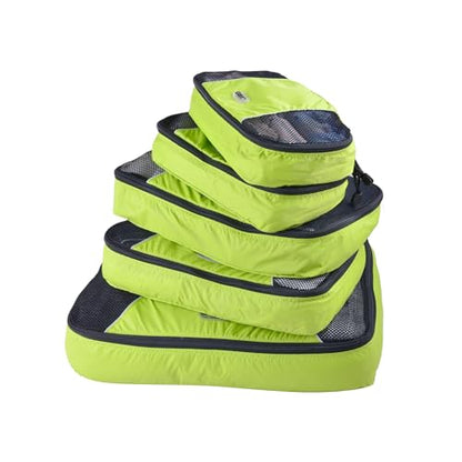 GOX Ultra Light 5 piece Packing Cubes Travel Luggage Organizer 1 Large 2 Medium 2 Small - color: Green