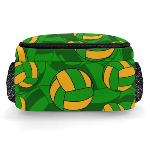 Green Gold Volleyball Pattern Casual Backpack Daypack Laptop Bag Custom Shoulders Backpacks for Man Woman Gifts - color: Green Gold Volleyball Pattern