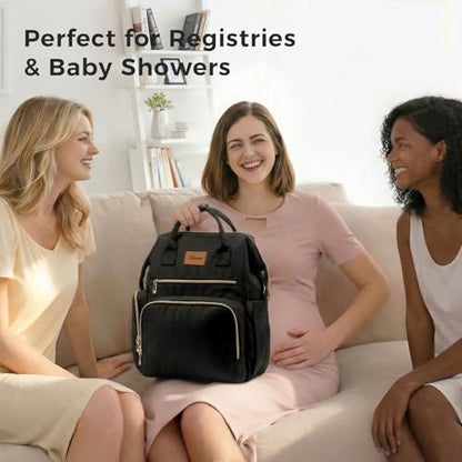 Diaper Bag Backpack, Large Capacity Baby Bag with Stroller Straps and Luggage Sleeve, Insulated Bottle Pockets, Changing Pad, Wet/Dry Pocket, Unisex for Mom and Dad, 27L Black - color: Black, size: Large