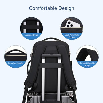 MOSISO Travel Backpack for Women Men, 15-15.6 inch Flight Approved Carry on Backpack with Side Handle & Luggage Strap, 16 inch Personal Item Travel Bag for Weekender College Work Business, Black