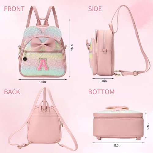 Birthday Gift for 2 3 4 5 6 7 8 9 10 Year old Girls Personalized Initial Mini Backpack Purse for Toddler Kids-Shine-A - color: Shine, style: A