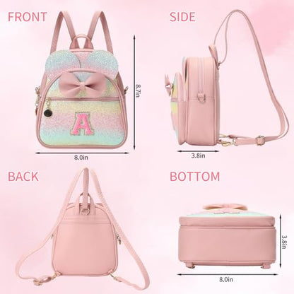 Birthday Gift for 2 3 4 5 6 7 8 9 10 Year old Girls Personalized Initial Mini Backpack Purse for Toddler Kids-Shine-A - color: Shine, style: A