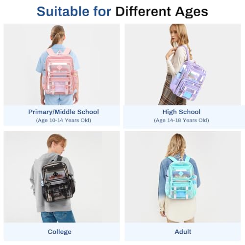 Sisipoet Clear Backpack for School, PVC Clear Bookbag Heavy Duty Transparent Backpack for Stadium Events See Through Bag - color: 1pc-semi Black