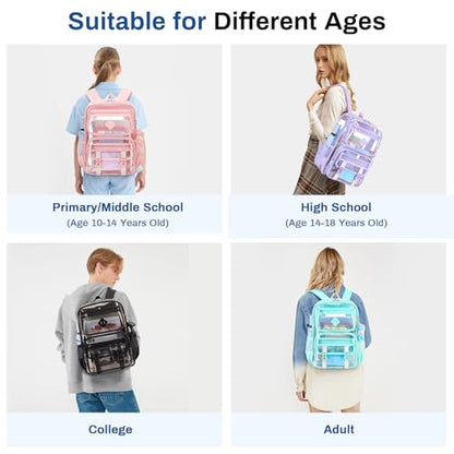 Sisipoet Clear Backpack for School, PVC Clear Bookbag Heavy Duty Transparent Backpack for Stadium Events See Through Bag - color: 1pc-semi Black