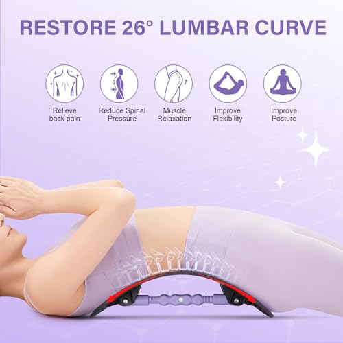 Back Stretcher for Lower Back Pain Relief | Wide Adjustable Honeycomb Lumbar Support Board | Soft Back Cracker Sciatica Pain Relief & Spinal Decompression | Portable Home Office Travel