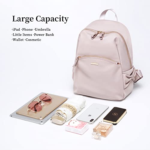 GOLF SUPAGS Stylish Laptop Backpack Purse for Women Girls Casual Travel Daypack Mini Backpack Handbag Nylon Bookbag - color: Soft Pink