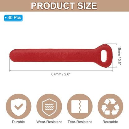 PATIKIL 30Pcs Leather Zipper Pull, 2.6" Replacement Zipper Puller Extender Backpack Luggage Sliders for Handbags Suitcases Bags Wallets Jackets Coats Pull Tabs, Red - color: Red