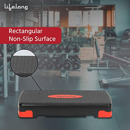 Lifelong LLAS01 Polypropylene Aerobics Stepper (Black and Red)
