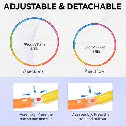 Phobby Weighted Exercise Hoop for Adults, 2.2lb&2.8lb Adjustable Fitness Hoop, 8 Detachable Hoop Sections with Jump Rope & Storage Bag, Home Gym Workout - style: Basic 2.2lb