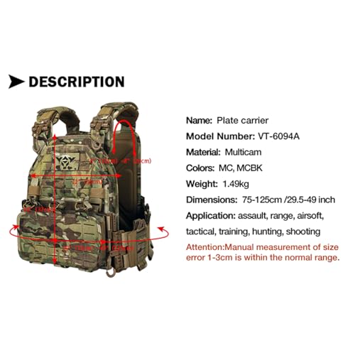 YAY YAKEDA Quick Release Tactical Laser-Cutting Vest Multicam Lightweight Vest - color: Mc