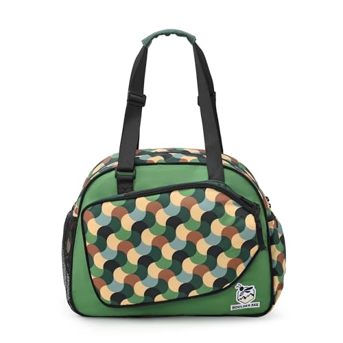 Boulder Bee Pickleball Bags, Premium Pickleball Tote Bag for Girls, Women’s Hand/Shoulder Gym Bag w Water Bottle Holder, with Pickleball Racquet/Paddle Holder - color: Green Wave