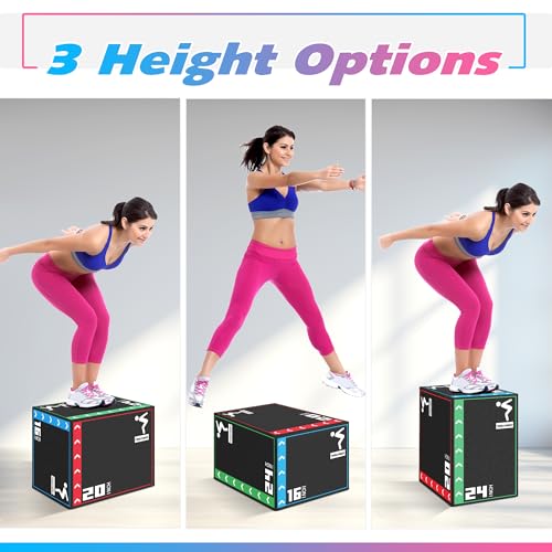 Jumping Plyo Box 3 in 1 Foam Plyometric Box Heavy Duty Jumping Box High Density Foam Plyo Box for Home Gym Jumping Training Fitness Workout Exercise