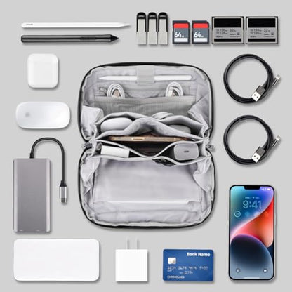 Electronics Cord Organizer Travel Case, Charger Pouch, Tech Accessories Carrying Bag (Dark Grey)