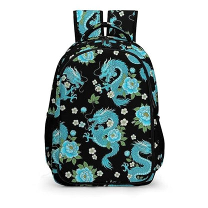 Nurse Teacher Travel Backpack Light Blue Flowers Cool Dragons Floral Purse, Cute Laptop Backpack with Tumbler Holder for Women College Work Casual Daypack - color: Pattern (259)