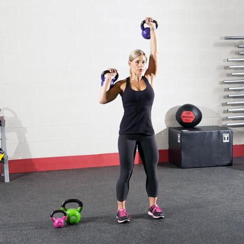 Body-Solid Vinyl Coated Kettlebells with Kettle Grip Handles, Perfect Kettlebells for Weight Training and Core Workout Exercise Equipments - style: 5-30lbs. Set with Rack