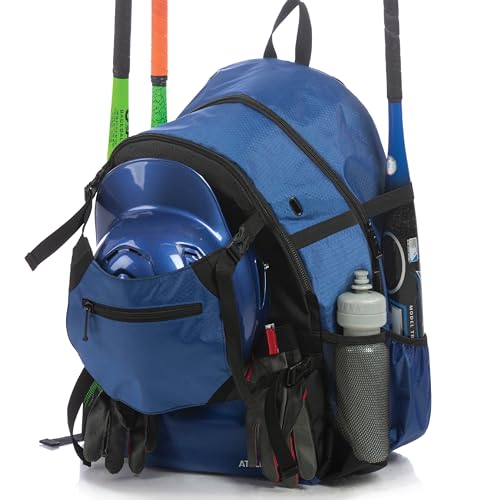 Athletico Advantage Baseball Bag - Baseball Backpack With External Helmet Holder for Baseball, T-Ball & Softball Equipment & Gear for Youth and Adults | Holds Bat, Helmet, Glove, Shoes - color: Blue