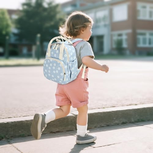 Bluboon Toddler Backpack for Girls Boys 2-4 Cute 12" Preschool Kindergarten Backpacks Kids Daycare Bags School Travel (White Flower-Blue, Age 2-4 (12" H not Fit A4 Folder)) - color: White Flower-blue, size: Age 2-4 (12" H not Fit A4 Folder)