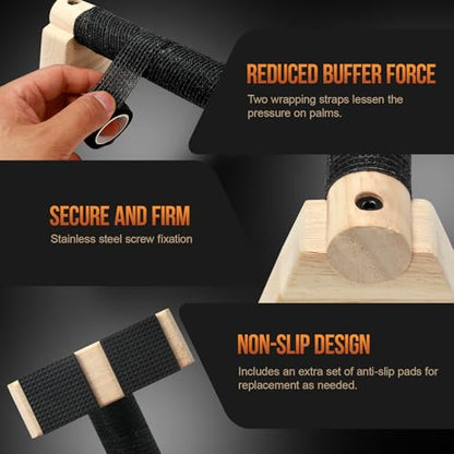 Parallettes Bars for Handstands and Push-ups – Durable Training Equipment for Core Strength, Balance, Dips, and Calisthenics – Includes 2 Sets of Anti-Slip Mats and Straps