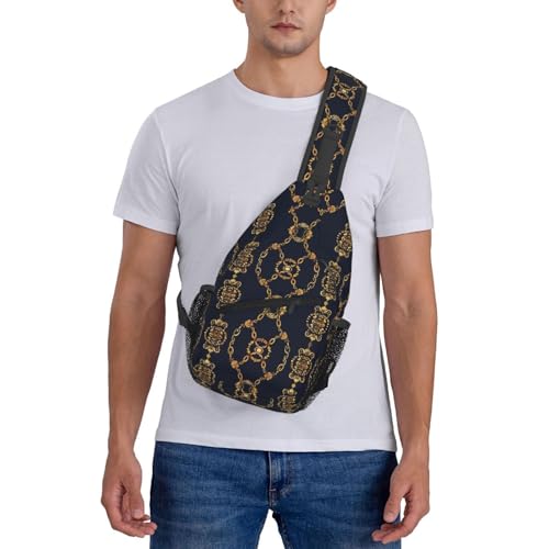 Gold Chains Outdoor Crossbody Shoulder Bag For Unisex Young Adult Hiking Bicycling - color: 6