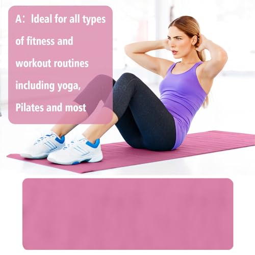 Non Slip Yoga Mat 1/5" Thick High Density Non Slip Anti-Tear Exercise Mat with Carrying Strap Hot Yoga Mat for Pilates, Workouts, Floor, Home Yoga, Stretching, Fitness, Gym - color: Pink