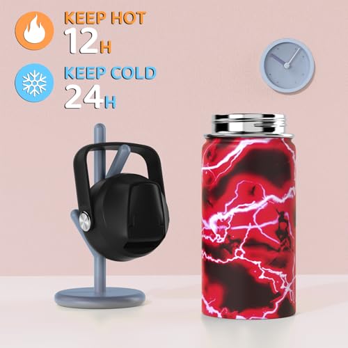Scothen Boys Backpack, Cool Luminous Gamer School Backpacks for Boys with 14oz Insulated Water Bottle Lunch Bag Pencil Case, Kids Backpack Book Bags for Kindergarten Elementary Middle School - color: Red Lightning