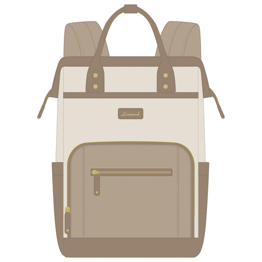 LOVEVOOK Laptop Backpack with Giant Tumbler Holder,17 inch Professional Nurse Teacher Backpack Computer Laptop Bag,Cute Travel Backpack Purse Work College Bag,Gifts for Women & Men,Beige-Khaki-Yellow - color: Beige-khaki-brownish Yellow, size: 17 Inch