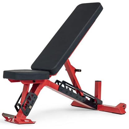 Rep Nighthawk Adjustable Weight Bench | Home Gym Incline Decline Flat Workout Bench | Heavy Duty Fitness and Strength Training Equipment | Foldable Space Saving Design - color: Red
