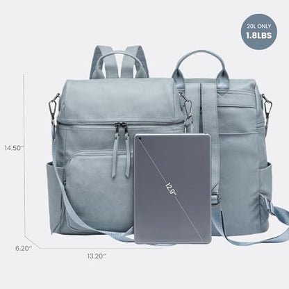 Anti-Theft Backpack Purse for Women, Convertible 3-in-1 Vegan Leather Backpack with Hidden Zipper, Adjustable Shoulder & Crossbody Bag for Travel and Daily Commute - color: B Two Toned Blue