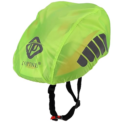 TOPIND Bike Helmet Cover High Visibility Waterproof Cycling Helmet Rain Cover with Reflective Strip Dustproof Breathable Mountain Road Bicycle Helmet Snow Cover Ride Gear - color: Green, size: Large