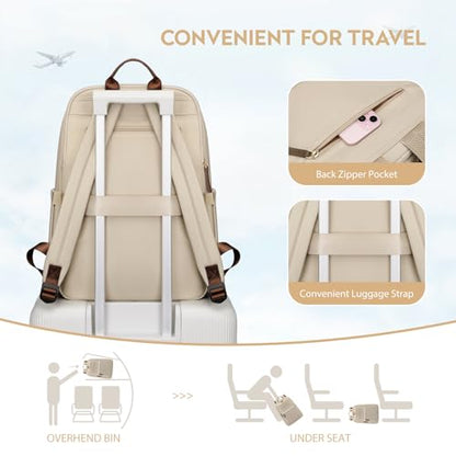 Hiking Travel Backpack for Women Casual Business Weekender Multilayer Laptop Bag,16 Inch,Apricot - color: A-apricot, size: 16 Inch