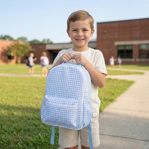 DYSHAYEN Kids Backpack for Boys, Blue Gingham - color: Blue Gingham