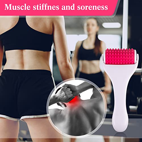 Tondiamo 2 Pcs Muscle Roller Gift Fascia Stick Cellulite Face Muscle Body Massage Roller Massage Tool for Relief Neck Arm Back Leg Body Deep Release(White,Silicone) - color: White, Rosy, style: Silicone