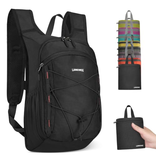 13L Small Hiking Backpack for Women Men, Lightweight Foldable Day pack, Packable Daypack for Travel, Camping (Black) - color: Black