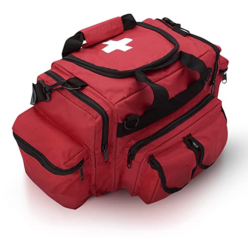 ASA TECHMED First Aid Responder EMS Emergency Medical Trauma Bag Deluxe, Red - color: Red