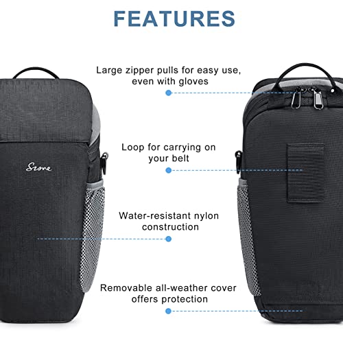S-ZONE Camera Bag DSLR/SLR Waterproof Camera Case for Photographers Holster Compatible with Nikon Canon Sony | Strong Buckle,Rain Cover,Compatible with Nikon Canon Sony - color: Black