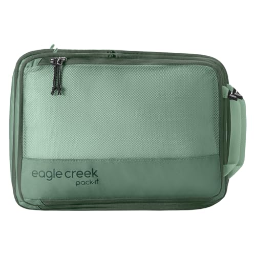 Eagle Creek Pack-It Reveal Compression Cube - Compact Packing Cube for Travel - Durable Suitcase Organizer - Sustainable Material - Easy-Grab Zipper Pulls - Medium - Willow Green - color: Willow Green, size: 14 x 10 x 3 in. / 36 x 25 x 8 cm