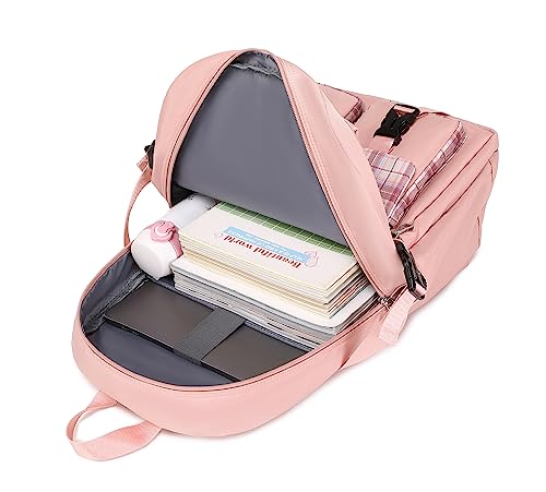 Acmebon Girl Roomy Fashion Laptop Backpack Casual Daily Backpack for Women Pink - color: Pink