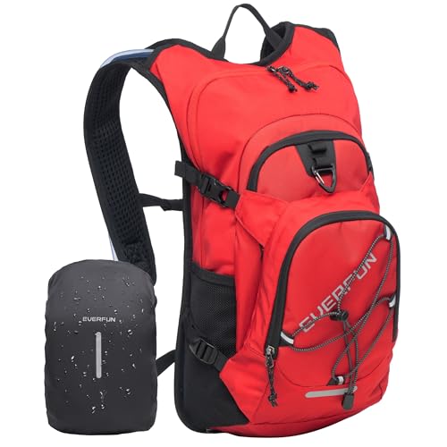 Everfun Hydration Backpack 18L with Water Bladder 2L/3L Hiking Water Backpack Women Men Hydration Pack Insulated Lightweight Day Hydropack with Storage for Hiking, Biking, Running, Festival - color: Red, size: 2L Bladder