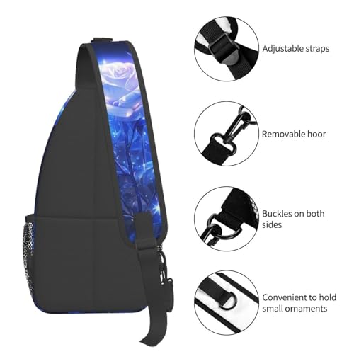 Glowing Blue Rose Outdoor Crossbody Shoulder Bag For Unisex Young Adult Hiking Bicycling - color: 13