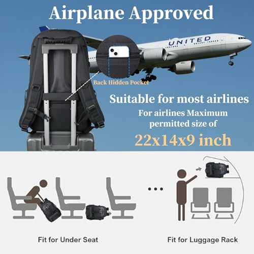Travel Backpack 50L, 17 Inch Laptop Backpack for Men Women, Large Waterproof Carry On Backpack, TSA Friendly Flight Approved Anti-Theft Backpack with USB Interface & Shoe Compartment, Navy Blue - color: K17-navy Blue, size: 50 L