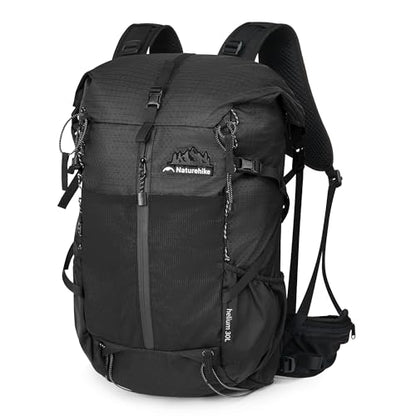 Naturehike Hiking Backpack, 30+5L Travel Backpack with Macromolecule Fabric, Hiking Daypack with AIR Backpack System for Women Men - color: Black