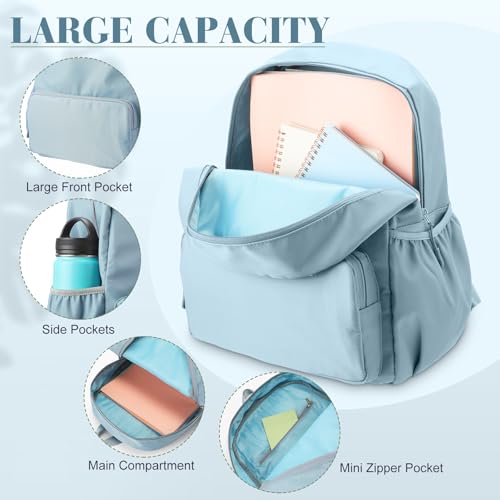 1 Piece Nylon Backpack Kids School Backpack for Toddler Girls Boys Plain Waterproof Preppy Bookbags Travel for Student (Haze Blue) - color: Haze Blue