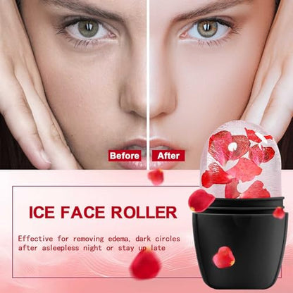 XHJRI Ice Face Roller Massager,Ice Cube Roller for Face, Eyes and Neck Naturally Conditioning and Skin Care,De-Puff Eye Bags,Reduce Migraine Pain,Reusable Massage Silicone Ice Mold (New Black White) - color: New Black White