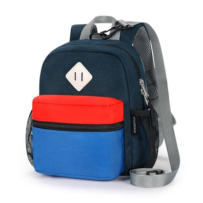 STEAMEDBUN Toddler Backpack Leash - Anti-Lost Harness Backpack for Boys Girls 1-3 - Blue - color: Dark-blue&red, size: Leash - 9.5"H